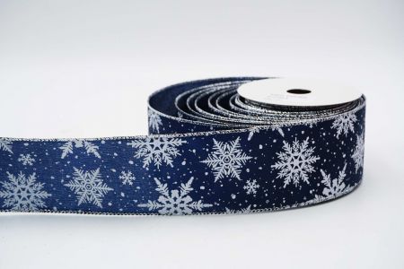 Ruban à motifs de flocons de neige texturés_KF7315G-4_bleu marine